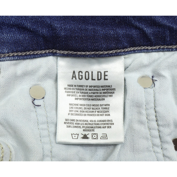 Agolde Women's Sophie Mid Rise Raw Hem Stretch Blue Jeans Sz 33 x 27 - Picture 10 of 11